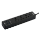 Aspor A501 Power Socket with 4 USB Port Black Color
