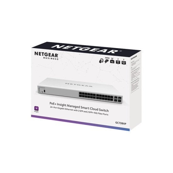 Netgear GC728XP 24 Port Gigabit Copper PoE + 2 Gigabit SFP Ports + 2 10G SFP Ports POE Managed Switch