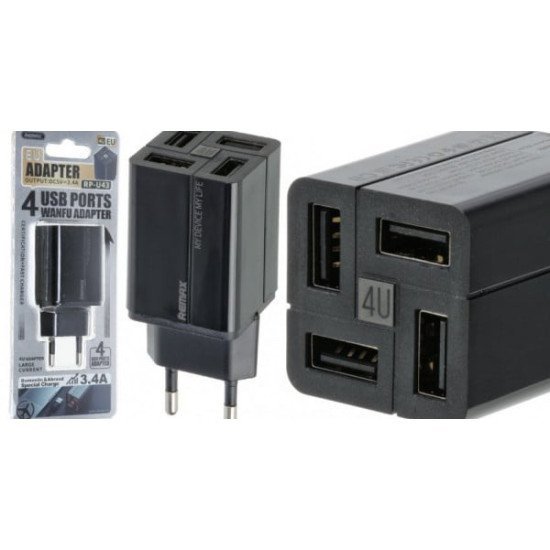 REMAX RP-U43 WANFU 4USB ADAPTER EU 5V-3.4A