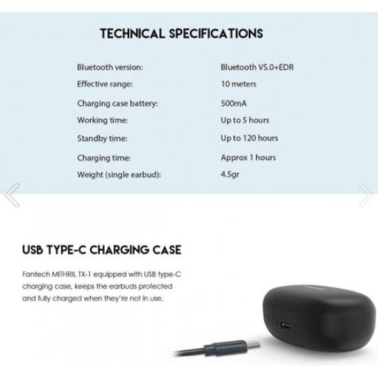 Fantech TWS Tx-1 MITHRIL 5.0 Wireless Earbuds