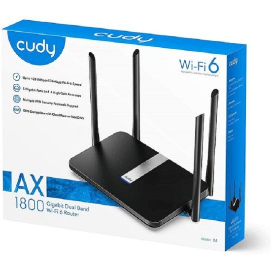 Cudy X6 AX1800 1800mbps Dual Band Smart Wi-Fi 6 Router
