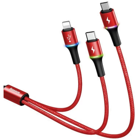 Baseus halo data 3-in-1 cable USB For M+L+T 3.5A 1.2m Red (CAMLT-HA09)