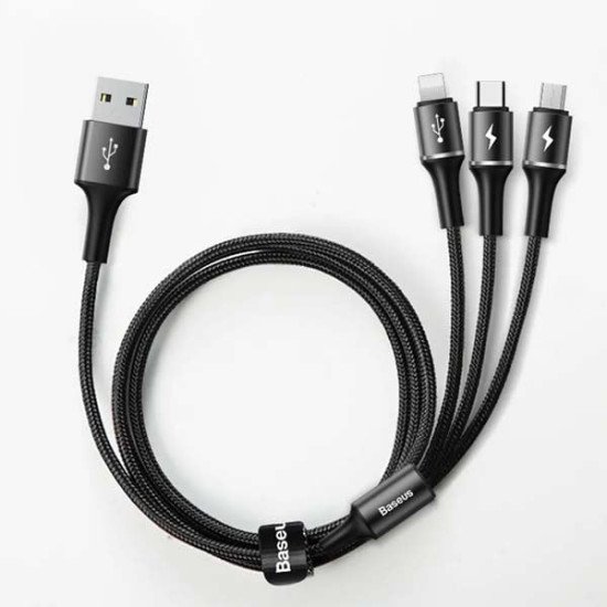 Baseus halo data 3-in-1 cable USB For M+L+T 3.5A 1.2m Black (CAMLT-HA01)