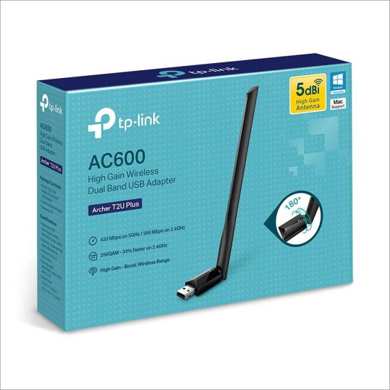 TP-Link Archer T2U Plus AC600 High Gain Dualband USB WLAN Adapter