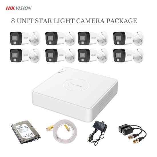 Hikvision 8 unit Star Light camera package